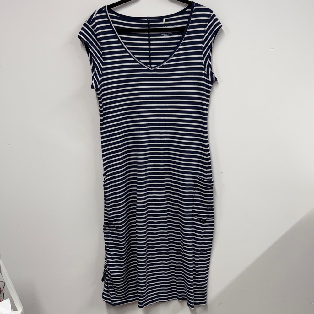 Toad&co Striped Navy and White tshirt Dress L